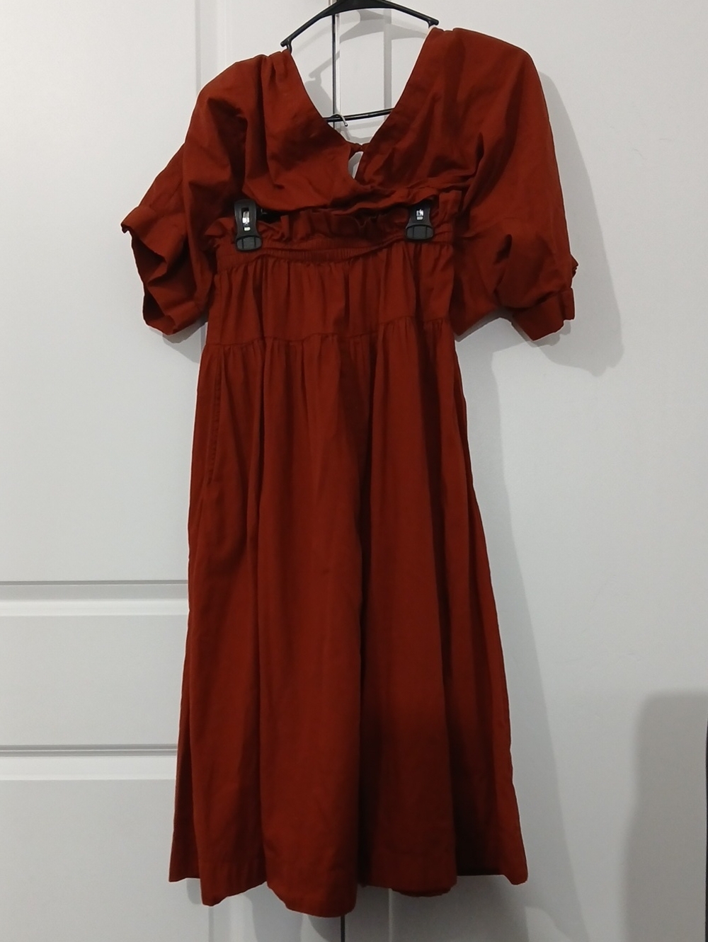 Free People Rust Red Puff Sleeve Maxi Skirt And Crop Top